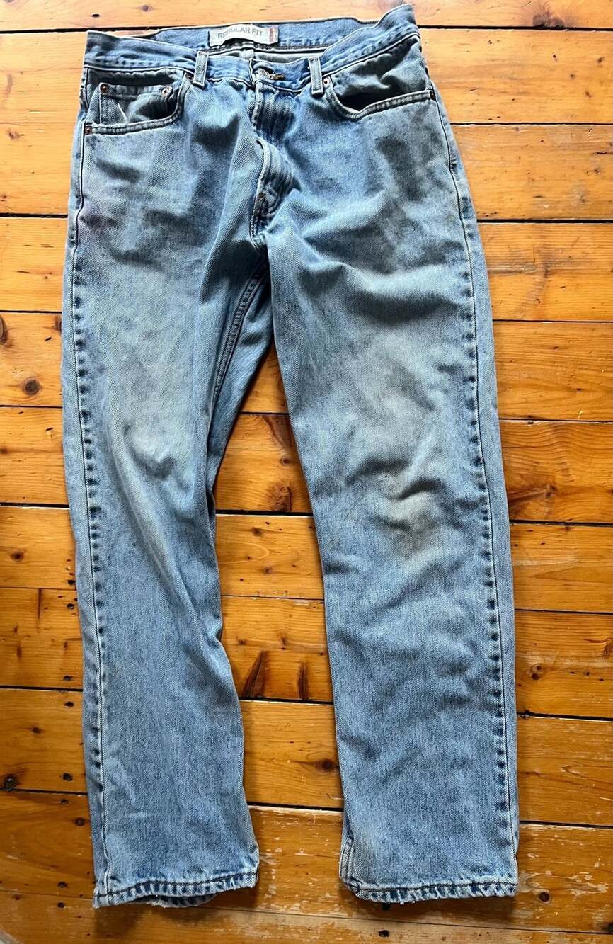 Levi's Regular Fit Straight Leg Jeans Light Wash Denim 34x32 Distressed